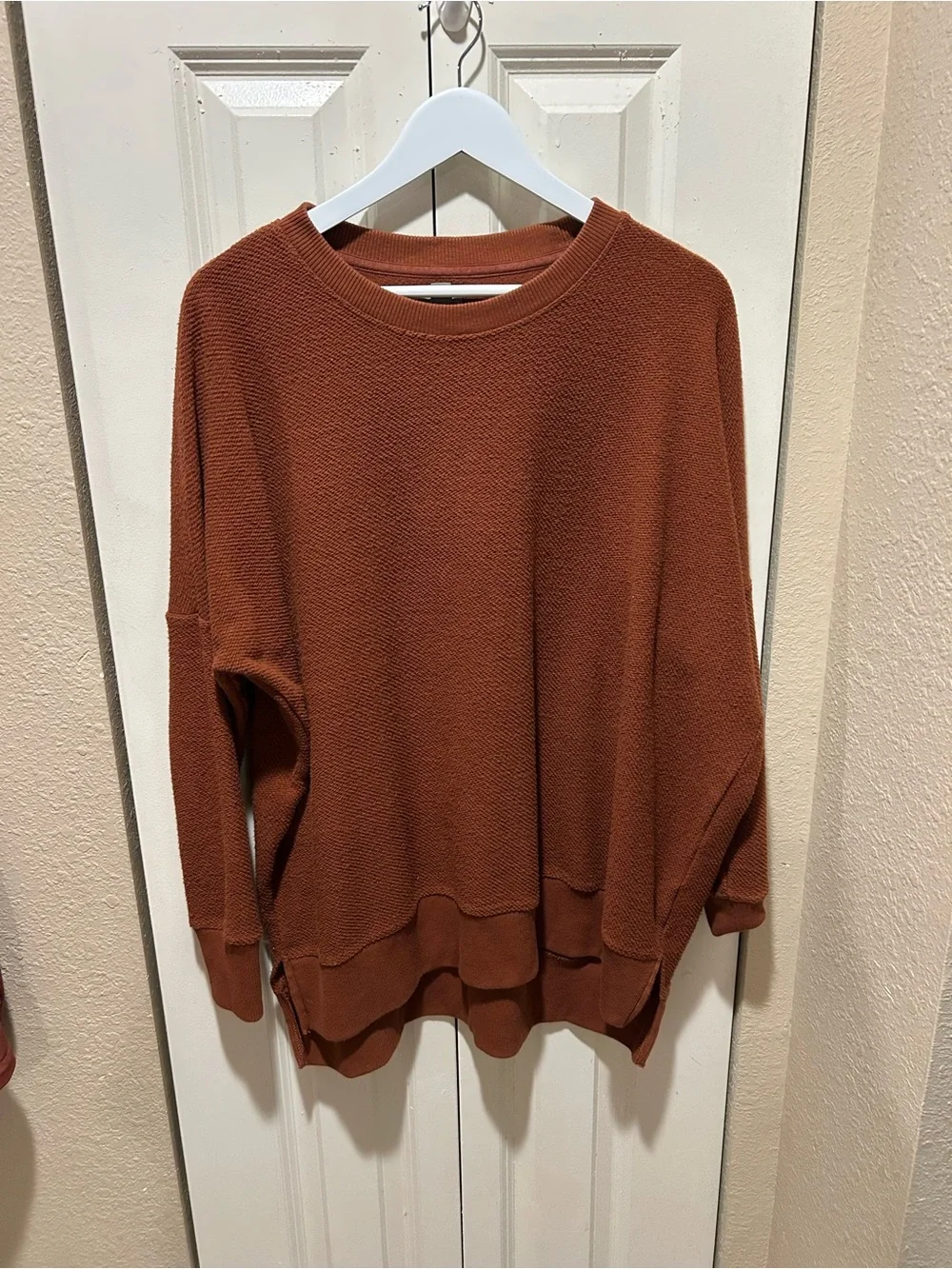 Aerie Ribbed Oversized Sweatshirt Earth Terracotta, Small